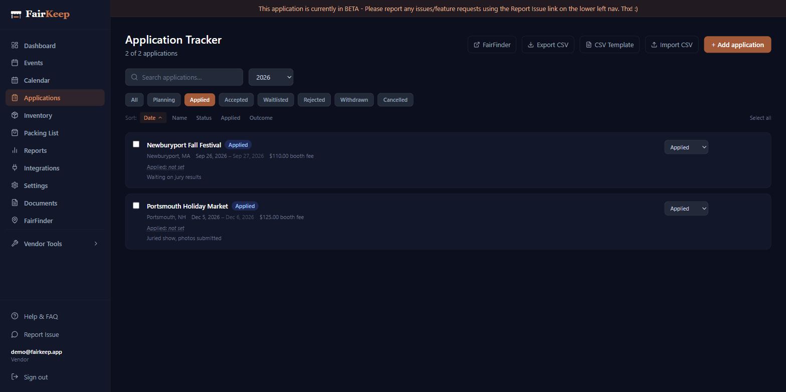 Use the applications tracker screenshot
