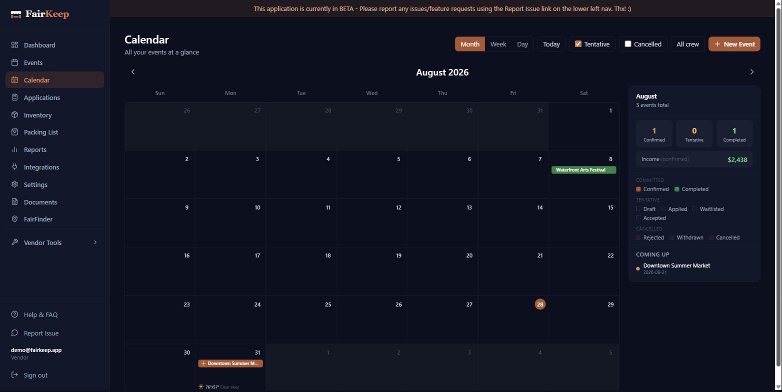 View your events calendar screenshot