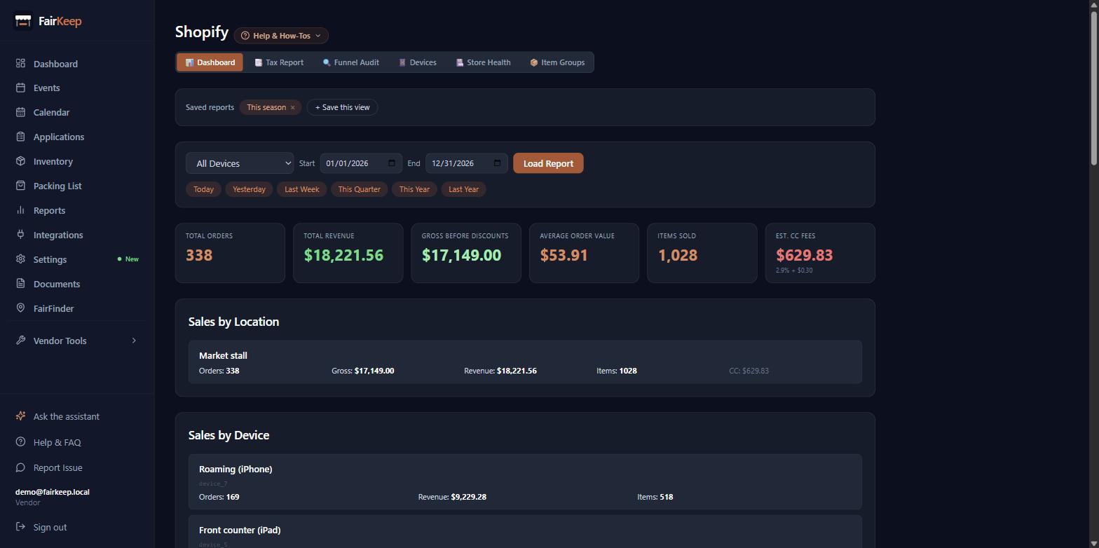 Save a Shopify report, and link it to a show screenshot