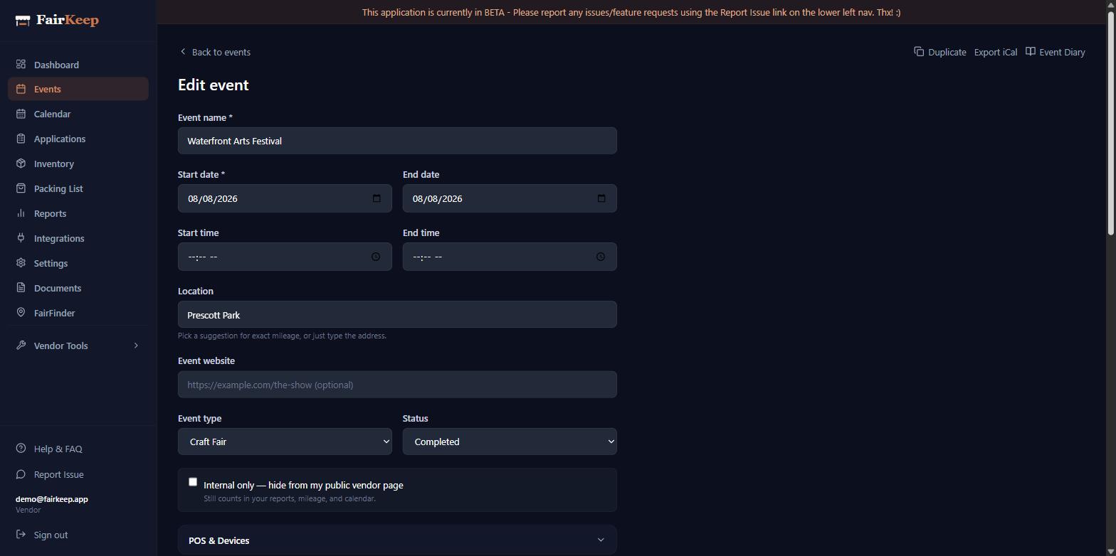 Track your first event screenshot
