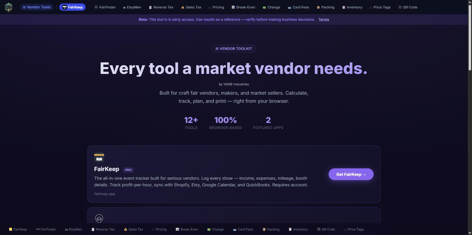 Use VendorTools from within FairKeep screenshot
